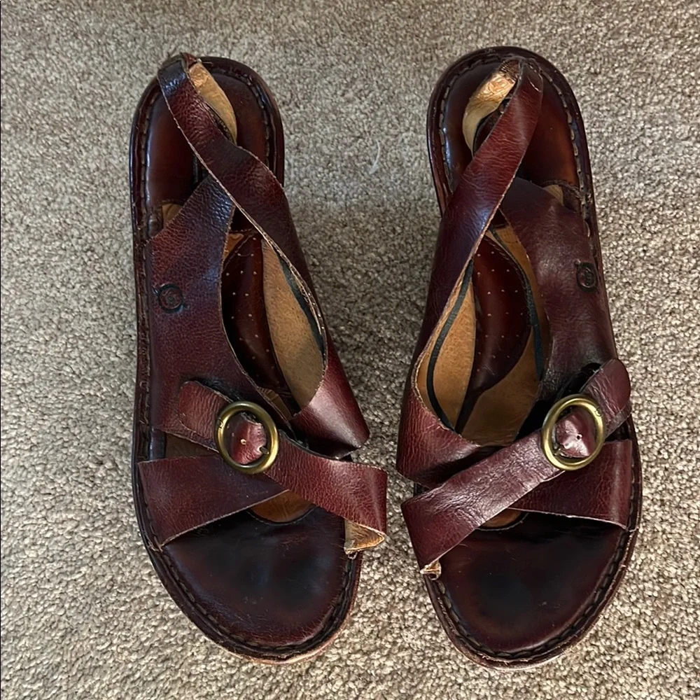Born Brown Leather Platform Shoes - Picture 2 of 7